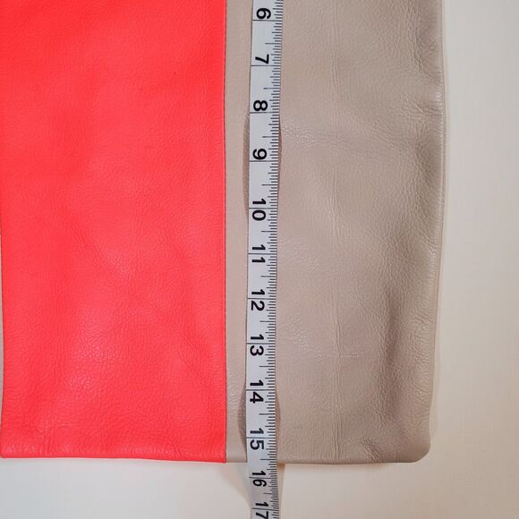 Gap Women's Medium Leather Tote Bag Tan Orange Errands Lightweight Minimalist - Picture 6 of 13